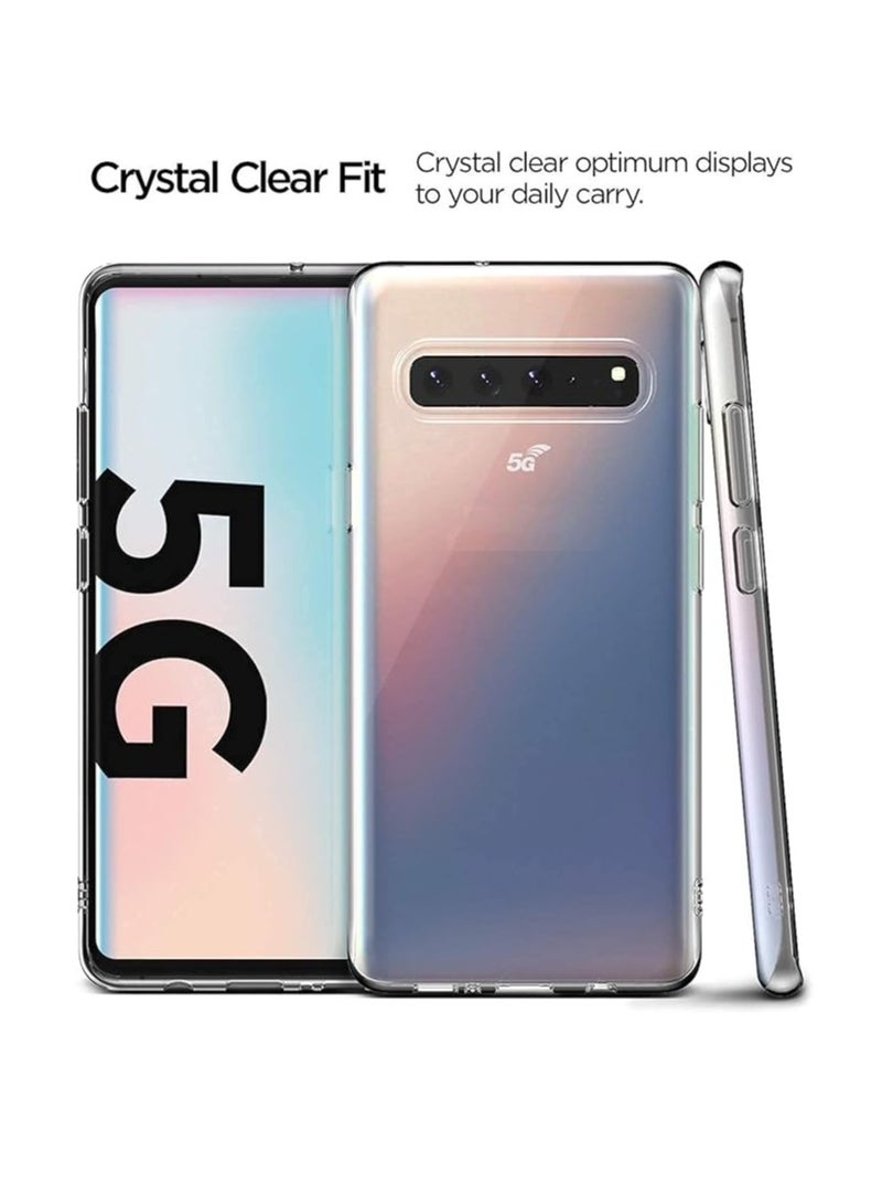 غطاء حماية لهاتف سامسونج جالاكسي S10 5G من السيليكون الناعم مصنوع من مادة TPU وغطاء واقي خفيف الوزن للصدمات مع حماية للكاميرا مصمم لهاتف سامسونج جالاكسي S10 5G شفاف - Image 2