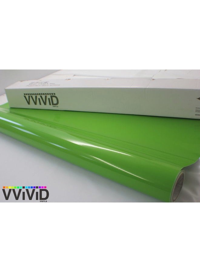 VViViD Lime Green Gloss 60" x 1ft Car Wrap Vinyl Roll with Air Release 3MIL-8 - Image 2