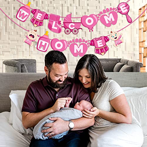 ZYOZIQUE Baby Girl Welcome Home Decoration Banner For Baby Shower/Welcome Party Banner, Pink - Image 5