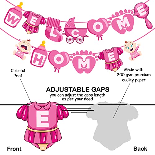 ZYOZIQUE Baby Girl Welcome Home Decoration Banner For Baby Shower/Welcome Party Banner, Pink - Image 3
