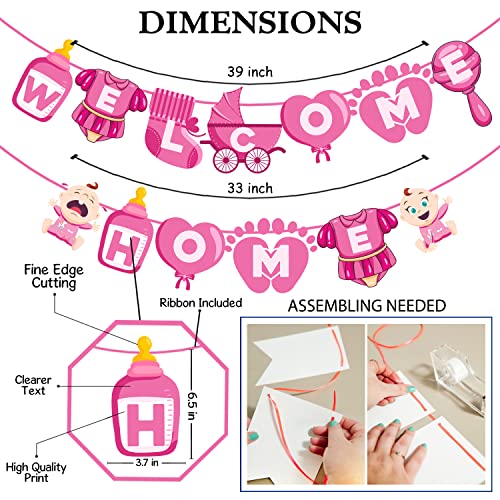 ZYOZIQUE Baby Girl Welcome Home Decoration Banner For Baby Shower/Welcome Party Banner, Pink - Image 2