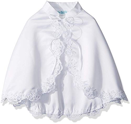Lito Girl's White Satin Communion Special Occasion Cape with Lace Trim - S (5-6x) - Image 4