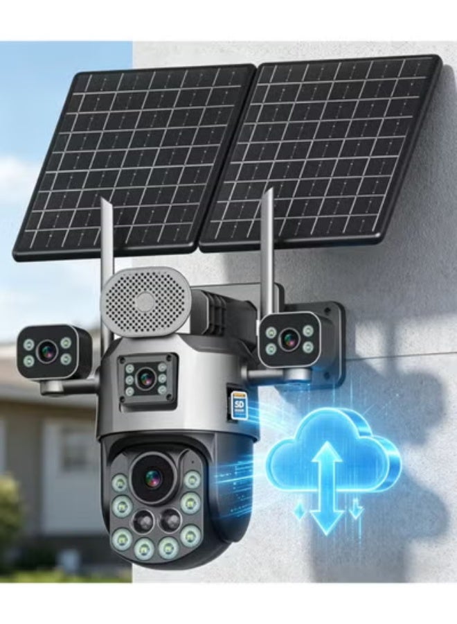 GEEK SPACE 4G LTE Solar Powered 4K PTZ Security Camera Outdoor Wireless 4-Lens CCTV Camera with Dual Solar Panels, 36X Hybrid Zoom, AI Human Detection, 360° Pan Tilt Rotation, Full Color Night Vision, Two-Way Audio, IP66 Waterproof, Remote Mobile App Monitoring, 256GB SD Card Support, Solar Powered Surveillance Camera for Home, Farm, Office & Business Security - Image 3