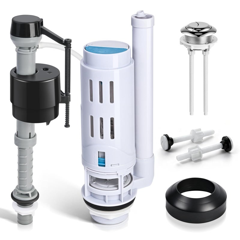 houpeoro 2-Inch Dual Flush Valve Replacement Kit for 2-Piece Toilets, Universal Toilet Repair Kit with Push Button, Fill Valve, Gasket & Bolts,Compatible with Glacier Bay, Kohler, American Standard, and Toto - Image 1
