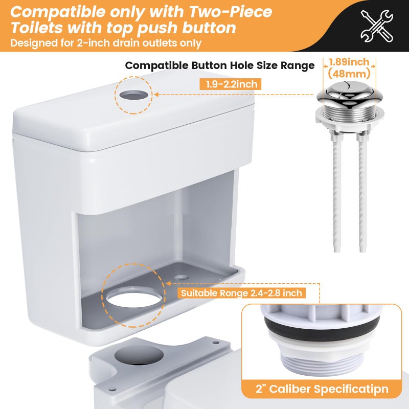 houpeoro 2-Inch Dual Flush Valve Replacement Kit for 2-Piece Toilets, Universal Toilet Repair Kit with Push Button, Fill Valve, Gasket & Bolts,Compatible with Glacier Bay, Kohler, American Standard, and Toto - Image 4