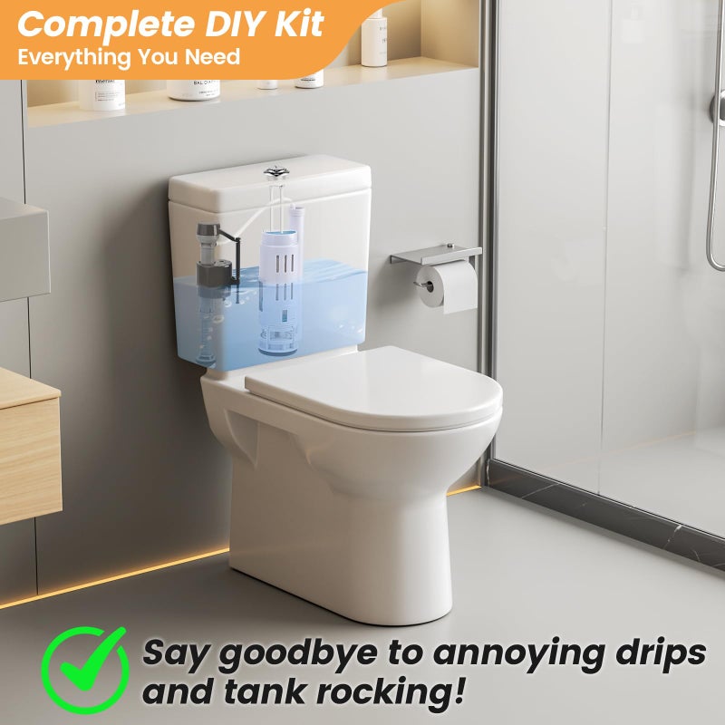 houpeoro 2-Inch Dual Flush Valve Replacement Kit for 2-Piece Toilets, Universal Toilet Repair Kit with Push Button, Fill Valve, Gasket & Bolts,Compatible with Glacier Bay, Kohler, American Standard, and Toto - Image 2
