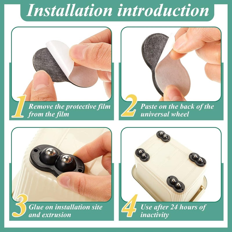 16 Pcs Self Adhesive Caster Wheels Appliance Rollers Sliders for Kitchen Appliances 360° Swivel Universal Mini Caster Wheels (Classic Double Bead) - Image 4