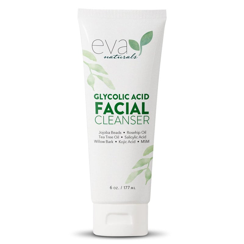 Eva Naturals Glycolic Acid Face Wash  Glycolic Acid Cleanser for Face  Glycolic Acid Wash  Glycolic Face Wash  Glycolic Cleanser for Face for Wrinkles  Fine Lines Blackheads  Acne 6 Fl Oz