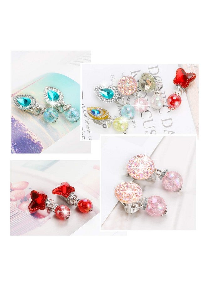 Hifot 7 Pairs Clip On Earrings Girls, No Pierced Design Earrings Dress Up Pretend Princess Play Jewelry Accessories For Kids  - Image 4