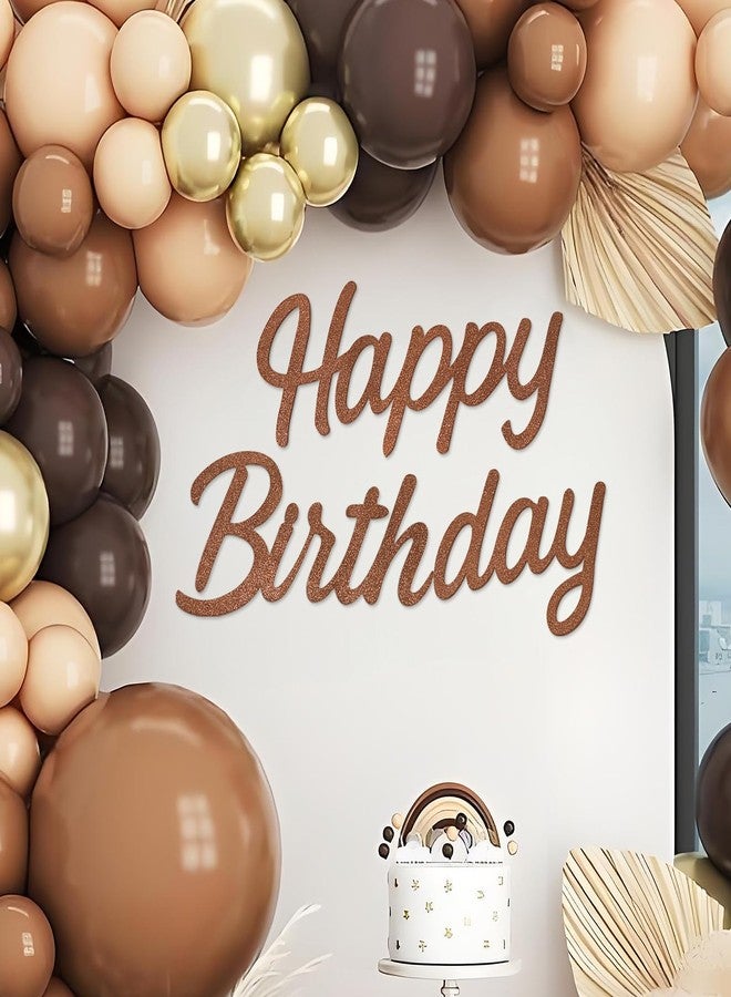 لافتة "عيد ميلاد سعيد" من ماسترون، لون بني لامع، مقاس 21 × 22 بوصة، ملصق حروف "عيد ميلاد سعيد"، قوس بالونات، خلفية مناسبة للجنسين من جميع الأعمار، للرجال والنساء، لوازم وديكورات حفلات أعياد الميلاد - Image 1