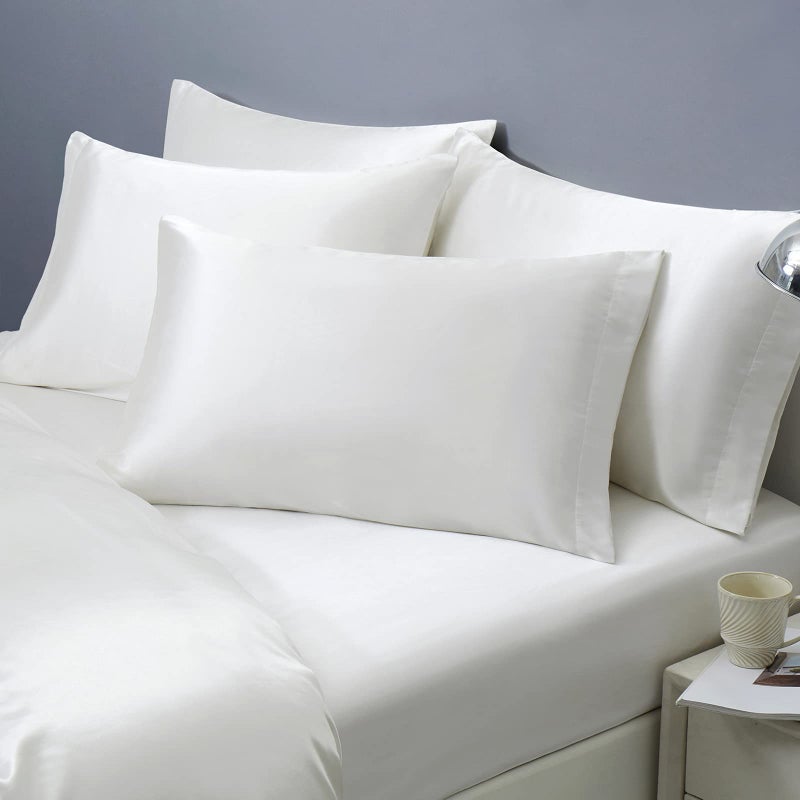 Ersmak Satin Pillowcase Standard Set of 4  Ultra Soft & Silky Satin Pillow Cases for Hair and Skin  Wrinkle Fade Resistant Pillow Covers with Envelope Closure (Ivory White)
