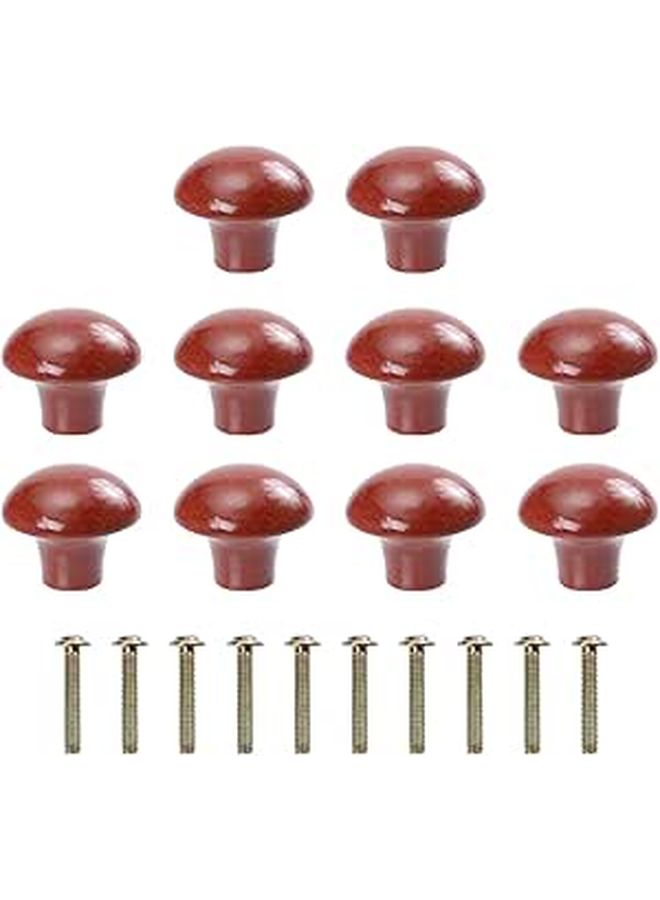 10 Pcs Wooden Cabinet Knobs Round Pull Handles For Drawer Kitchen Door Household - Image 1