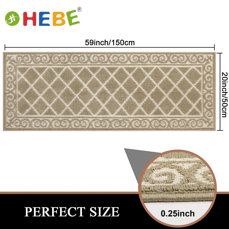 HEBE Indoor Door Mat 20""x59"" Non Slip Front Door Welcome Mats Washable Shoe Mats Dirt Trapper for Entryway Low Profile Kitchen Carpet for Entrance Hallways Entrance Mat for Dogs - Image 4