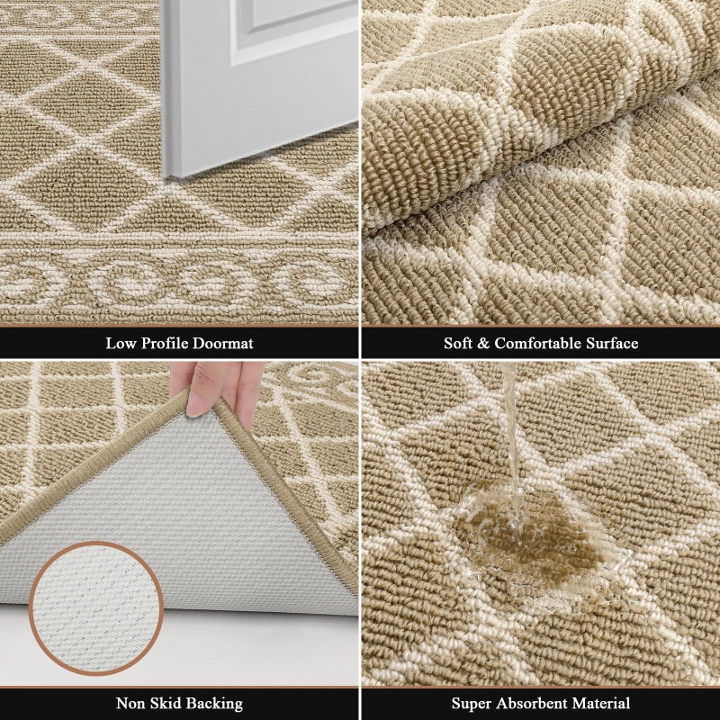 HEBE Indoor Door Mat 20""x59"" Non Slip Front Door Welcome Mats Washable Shoe Mats Dirt Trapper for Entryway Low Profile Kitchen Carpet for Entrance Hallways Entrance Mat for Dogs - Image 2