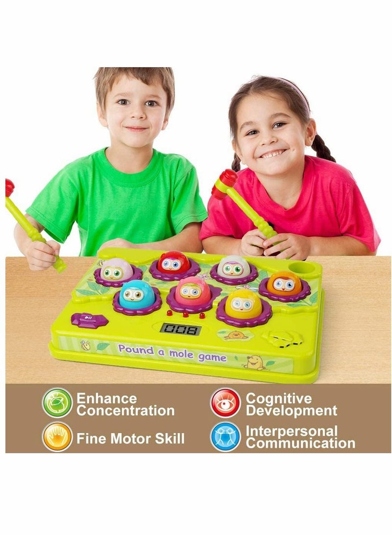 SYOSI Interactive Pound a Mole Game, Toddler Toys, Light-Up Musical Pounding Toy, Early Developmental Toy, Fun Gift for Age 2, 3, 4, 5 Years Old Kids, Boys, Girls, 2 Soft Hammers Included - Image 3