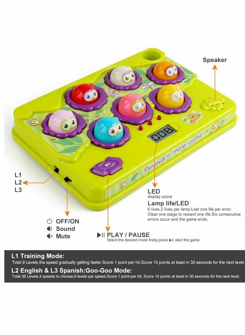 SYOSI Interactive Pound a Mole Game, Toddler Toys, Light-Up Musical Pounding Toy, Early Developmental Toy, Fun Gift for Age 2, 3, 4, 5 Years Old Kids, Boys, Girls, 2 Soft Hammers Included - Image 2