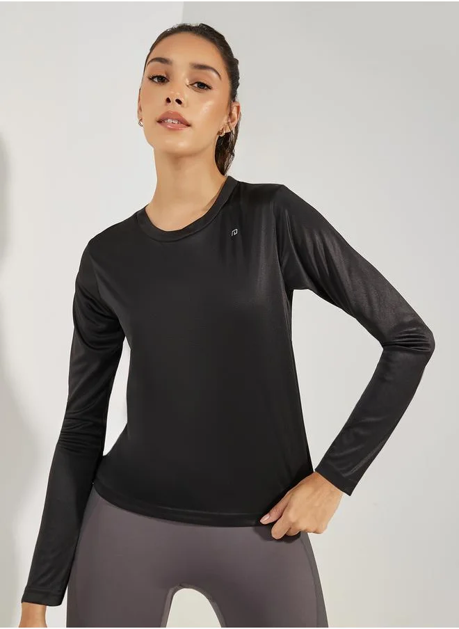 ستايلي Logo Detail Long Sleeves Basic Top