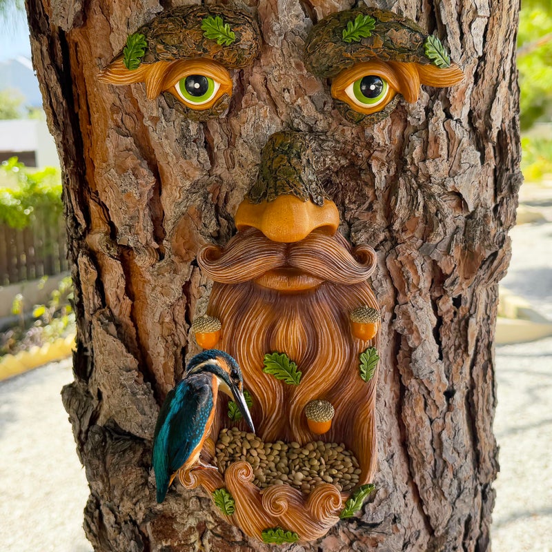 Mood Lab Tree Face Decor - Outdoor Bird Feeder with Acorns - Old Man Tree Face Garden Hugger Decoration - Image 5
