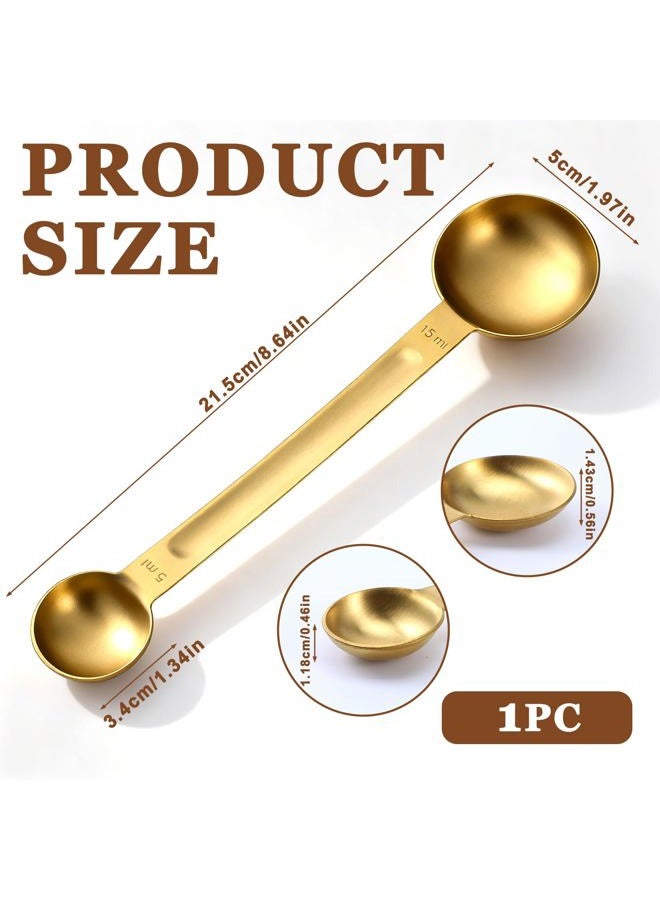 Qulkws Double Sided Measuring Spoon Stainless Steel Coffee Scoop Teaspoon Measuring Spoon 1 Tsp (5ml) & 1 Tbsp (15ml) Dual-Measure Long-Handle Spoons Coffee Measurings Spoons (Gold) - Image 4