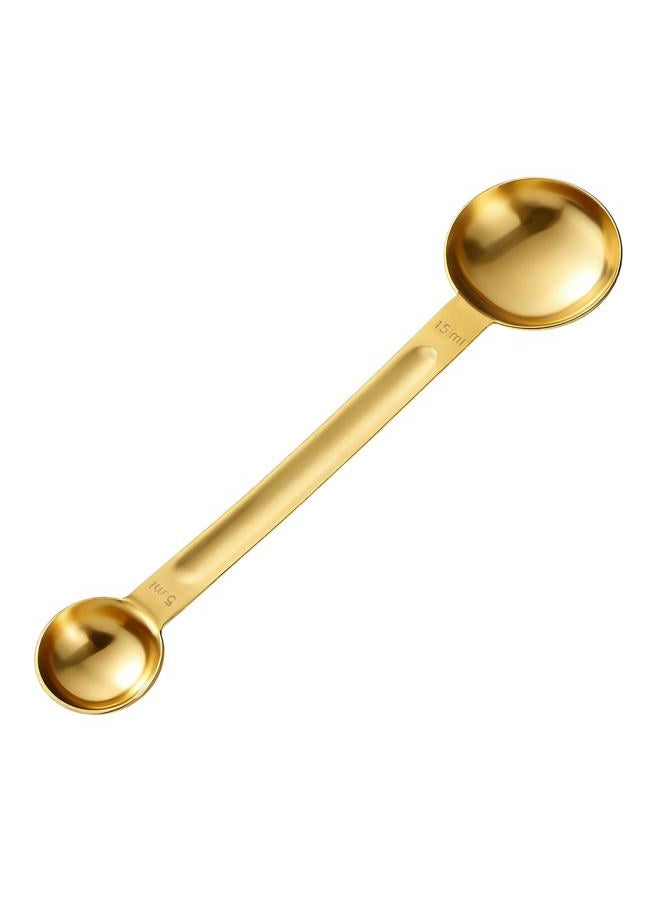 Qulkws Double Sided Measuring Spoon Stainless Steel Coffee Scoop Teaspoon Measuring Spoon 1 Tsp (5ml) & 1 Tbsp (15ml) Dual-Measure Long-Handle Spoons Coffee Measurings Spoons (Gold) - Image 1