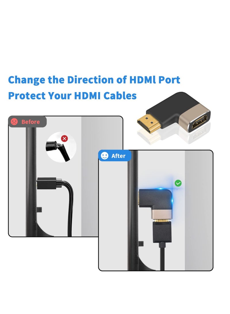 SOLARAE 2 Pack HDMI Adapter, HDMI Male to Female Adapter, 90 Degree Left and Right Angle HDMI Adapter Extender Connector,Support 8K@60Hz, 4K@120Hz, Suitable for HDTV Switch Laptop - Image 3