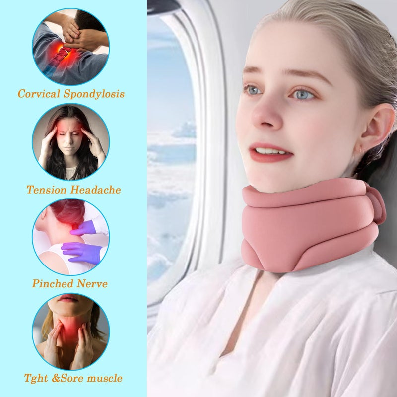 leeveel Neck Brace Cervical Collar, Neck Braces for Neck Pain and Support, Soft Foam Brace for Pain Relief, Adjustable Neck Support Collar for Sleeping, Travelling, Office (Pink) - Image 2