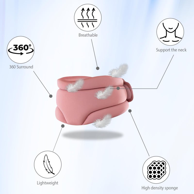 leeveel Neck Brace Cervical Collar, Neck Braces for Neck Pain and Support, Soft Foam Brace for Pain Relief, Adjustable Neck Support Collar for Sleeping, Travelling, Office (Pink) - Image 5