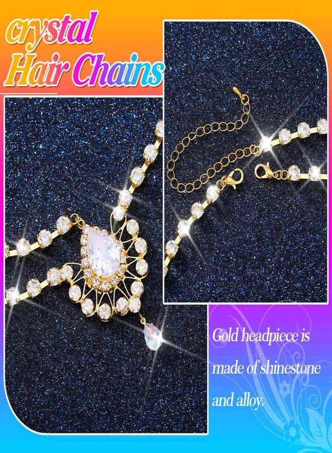 Unsutuo Rhinestone Head Chain Bridal Crystal Headbands Sparkly Hair jewelry for Women and Girls (gold, one size) - Image 4