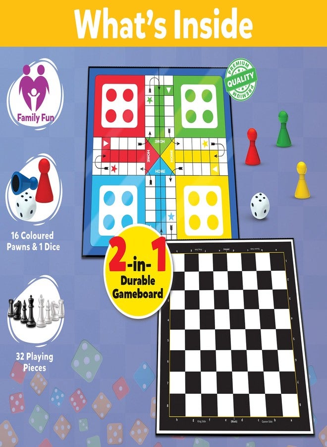 Little Berry 2 in 1 Ludo and Chess Board Game Set for Kids (Pack of 10) | 11”x11” Foldable Game Board with Pawns | Birthday Return Gifts for Kids Ages 6 7 8 9 10 11 12 | Gifting Set - Image 2