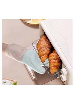 DUNISO Extra Long Silicone Oven Mitts and Pot Holders Set, Heat Resistant Mittens with Mini Gloves Hot Pads and Oil Brush , for Kitchen Baking Cooking  - Image 3