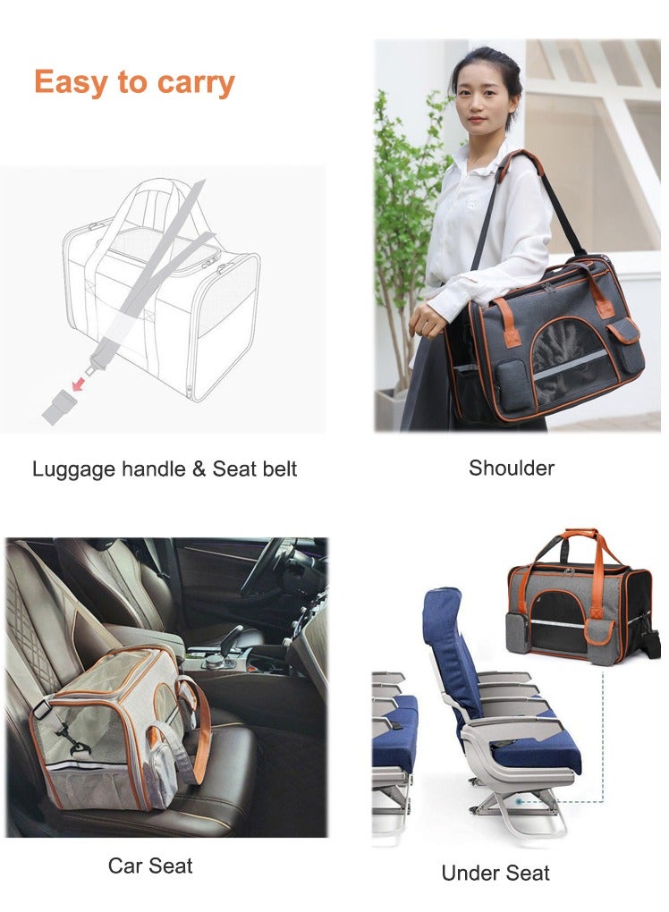 حقيبة محمولة للحيوانات الأليفة للقطط المتوسطة والكبيرة، والكلاب الصغيرة، مساحة كبيرة وقابلة للتنفس وناعمة، قابلة للطي - Image 5