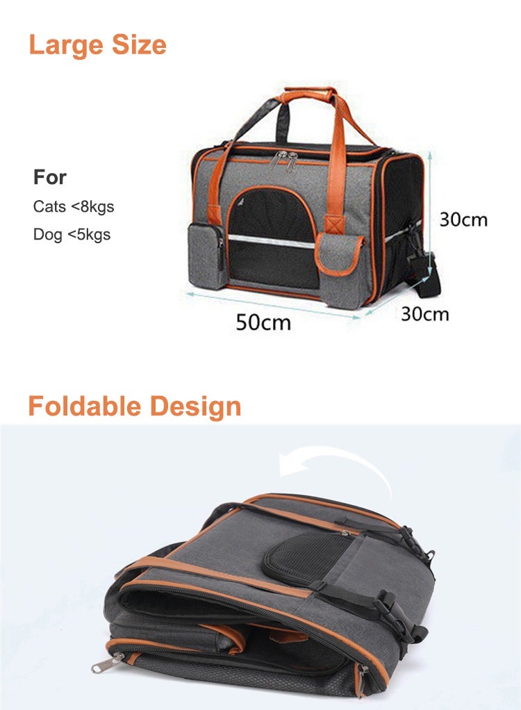 حقيبة محمولة للحيوانات الأليفة للقطط المتوسطة والكبيرة، والكلاب الصغيرة، مساحة كبيرة وقابلة للتنفس وناعمة، قابلة للطي - Image 3