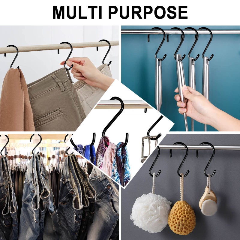 DINGEE 12 Pack 6 Inch Heavy Duty Large S Hook Vinyl Coated S Hooks for Hanging Plants,7mm Thickness Non Slip Sturdy Metal Black Jean Hooks for Closet,Bird Feeders,Kitchen,Large Object,Tools,Bikes - Image 3