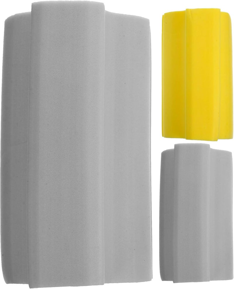 3pcs High-Density Kitchen Cleaning Sponge Set Handle, Multi-Function Absorbent Scrub Pads for Dishwashing and Car Cleaning, Gray and Yellow Sturdy Utility Sponges - Image 1