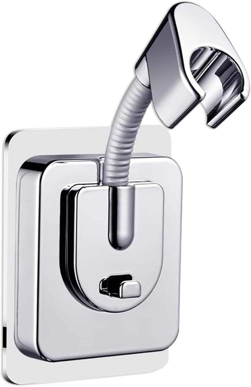 Jigspsyzh Shower Head Holder Wall Mount, 360° Adjustable Handheld, No-Drill Strong Adhesive Wand Bracket, Waterproof, Fits Handles up to 0.83 in (2.1 cm), Bathroom Accessories, Chrome Finish - Image 1