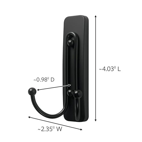 Command Large Matte Black Double Hooks, 2 Hooks and 2 Command Strips, Damage Free Hanging Wall Hooks with Adhesive Strips, No Tools Coat Hooks for Hanging Home Decor, Holds up to 4 lb - Image 2