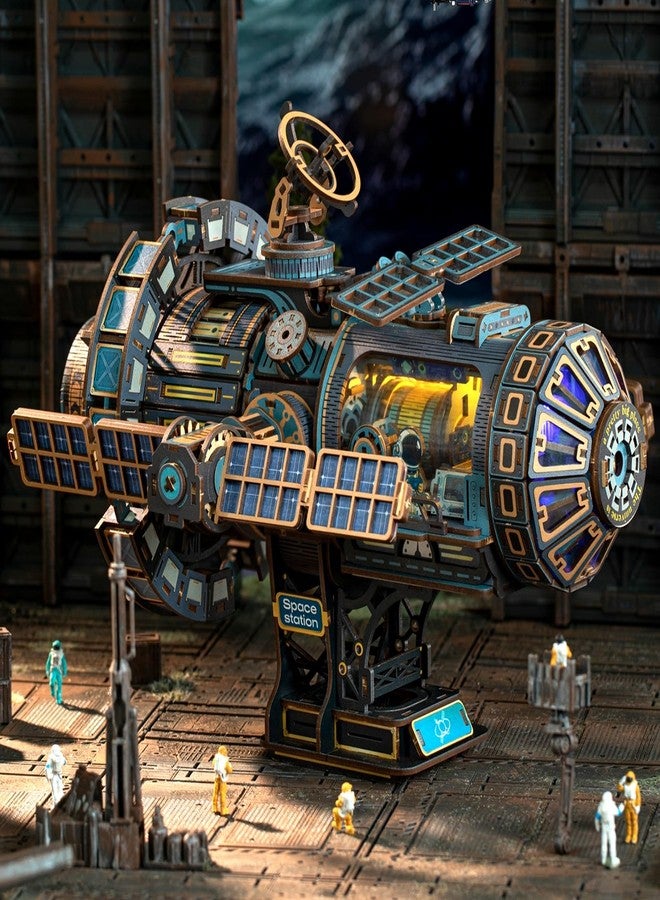 Jorivel Celestigon Station Self-Running Motorized 3D Wooden Puzzles for Adults - DIY Assembled Interstellar Space Station Building Set - Space Model for Christmas Halloween Birthday Gifts - Image 1