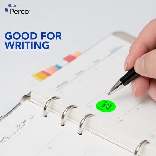 Perco Fluorescent Green 1-Inch Round Circle Dot Sticker Labels with Easy Peel Perforation - 1,000 Labels per Roll - Strong Adhesion, Vibrant Colors for Organizing, Crafting & More - Made in USA - Image 5