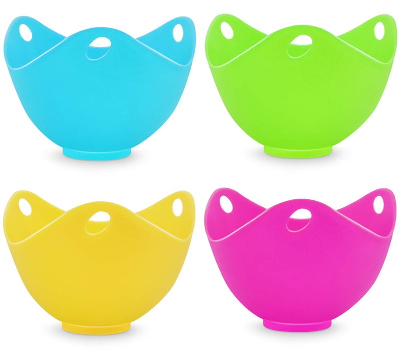 COSBAY Poached Egg Cup Pack of 4Silicone Egg Poacher Cups with Ring StandersEggs Poaching Cups for Stovetop or Microwave Egg Cooking Easy Release and Cleaning  BPA FreeStove Top and Dishwasher Safe 