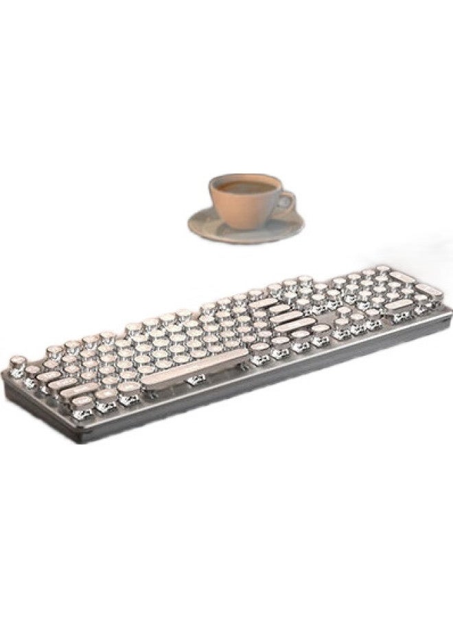 Eweadn Tk100 Punk Mechanical Keyboard, Gaming Wired Keyboard For Desktop And Laptop, External Office Typing Retro Accessory For Pubg, White With White Backlight And Brown Switches - Image 3