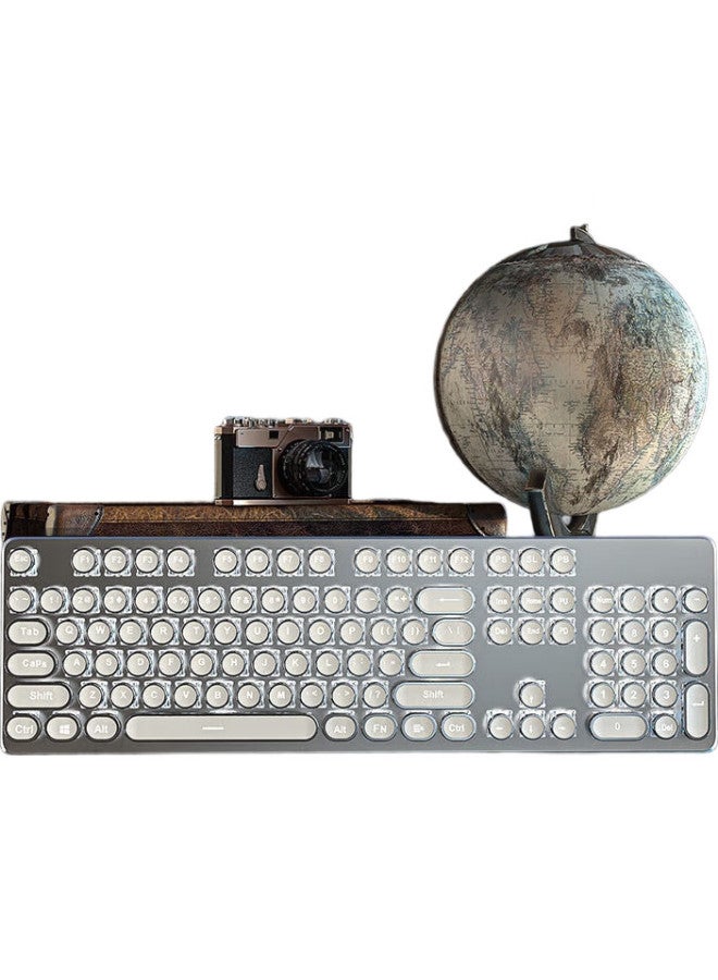 Eweadn Tk100 Punk Mechanical Keyboard, Gaming Wired Keyboard For Desktop And Laptop, External Office Typing Retro Accessory For Pubg, White With White Backlight And Brown Switches - Image 2