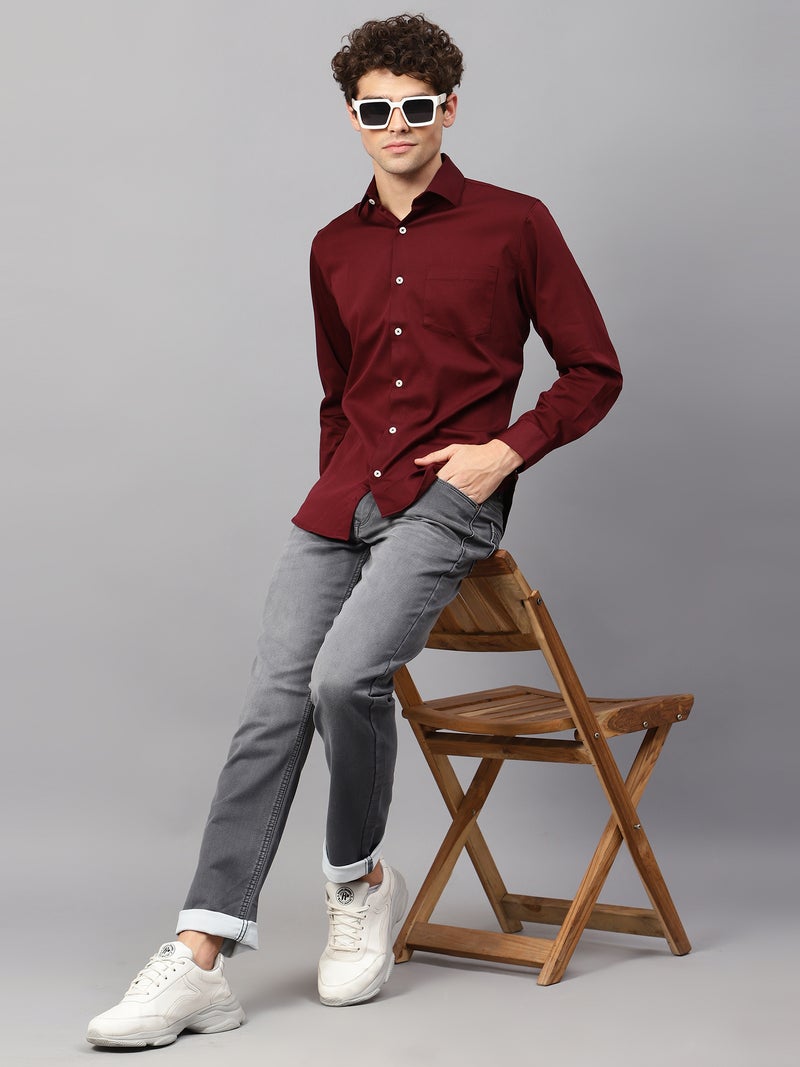 AMSWAN MAROON CASUAL SHIRT FOR MEN'S - Image 3