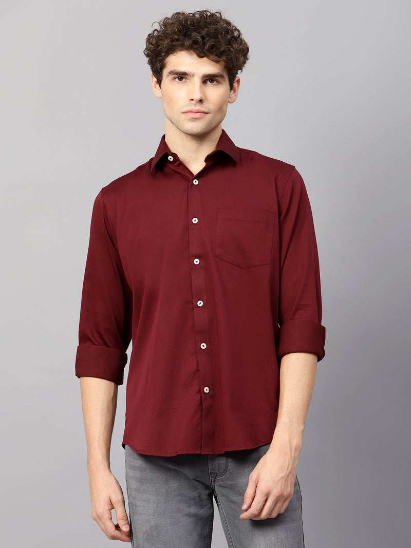 AMSWAN MAROON CASUAL SHIRT FOR MEN'S - Image 1