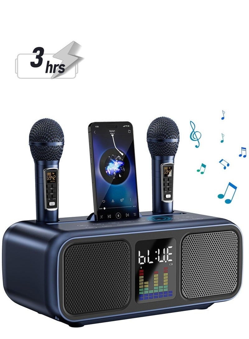 سدرد معدة كاريوك مع مكrophونات لاسلكية مزدوجة | شاشة LED + مكبر صوت Bluetooth + 7أسवات إعية | أداة كاريوك متكاملة للت زفافات / الحفلات الخارجية - Image 1