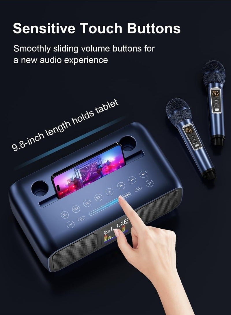 سدرد معدة كاريوك مع مكrophونات لاسلكية مزدوجة | شاشة LED + مكبر صوت Bluetooth + 7أسवات إعية | أداة كاريوك متكاملة للت زفافات / الحفلات الخارجية - Image 5