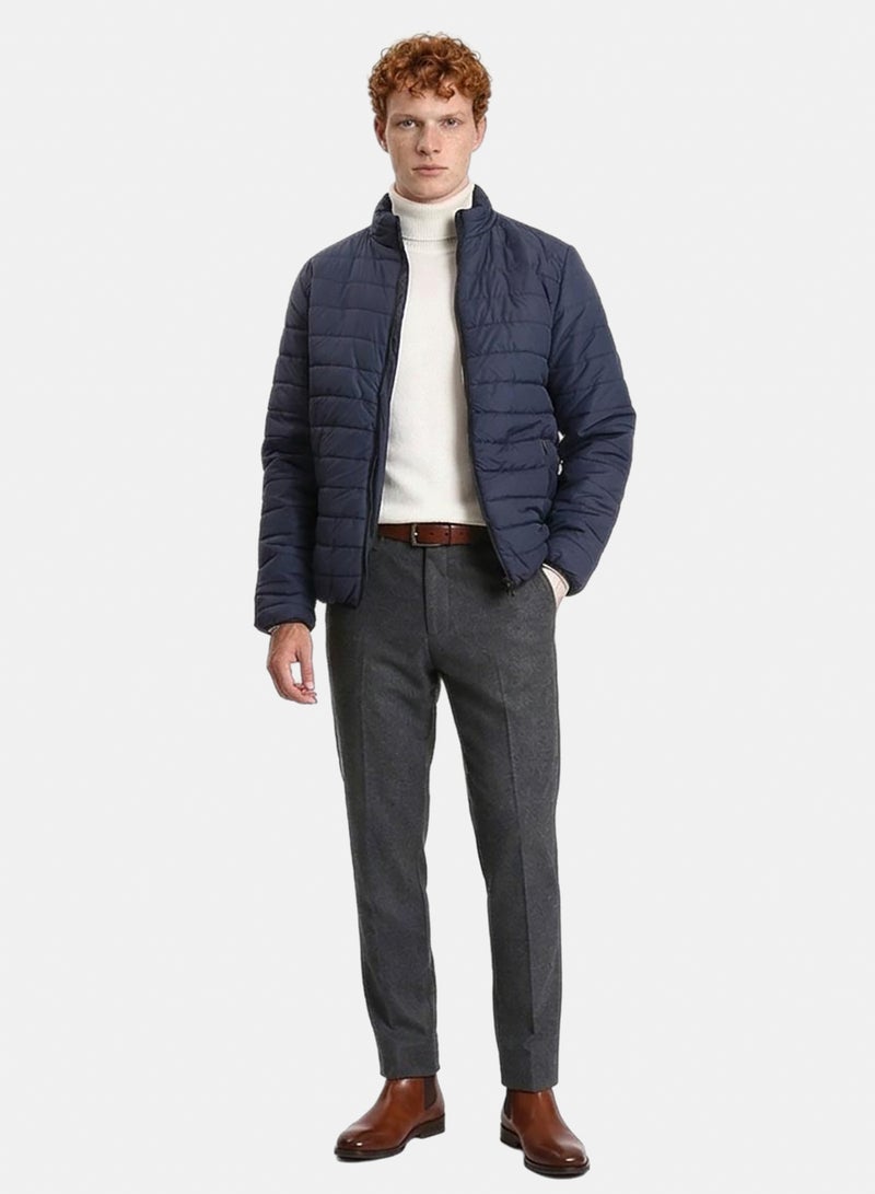 RAVIN Men Mock Neck Zipped Bomber Jacket Navy Blue - Image 5