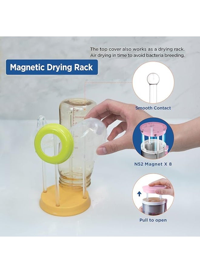 Baby Travel Essential Bottle Cleaner Kit Silicone Bottle Brush Built-in Snap-on Drying Rack Silicone Nipple Brush 2 Straw Brushes Soap Dispenser Bottle Warmer Bowl - Image 3