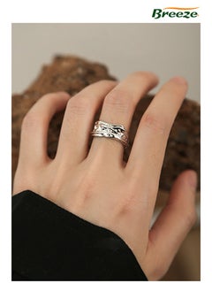 Breeze Retro style ring irregular texture hand jewelry high-end fashion personality ring  - Image 4