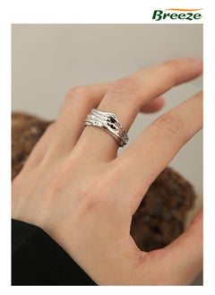 Breeze Retro style ring irregular texture hand jewelry high-end fashion personality ring  - Image 3
