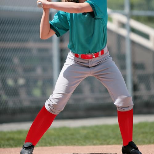 Dxhycc Youth Baseball Socks and Belt Combo Set Softball Baseball Socks and Elastic Waist Belt for Youth Boys Girls, Red - Image 5